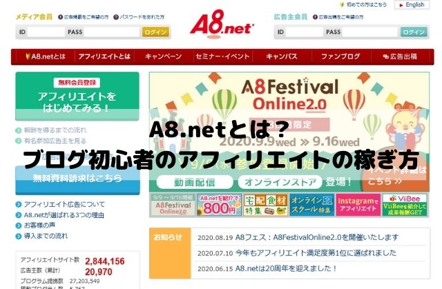 A8.netとは？ブログ初心者のアフィリエイトの稼ぎ方を紹介